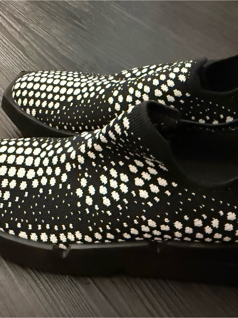 United Nude Black and White Slip-On Knit Sneakers